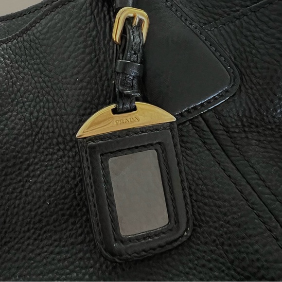 PRADA BLACK VITELLO DAINO LEATHER BAG - Picture 8 of 12